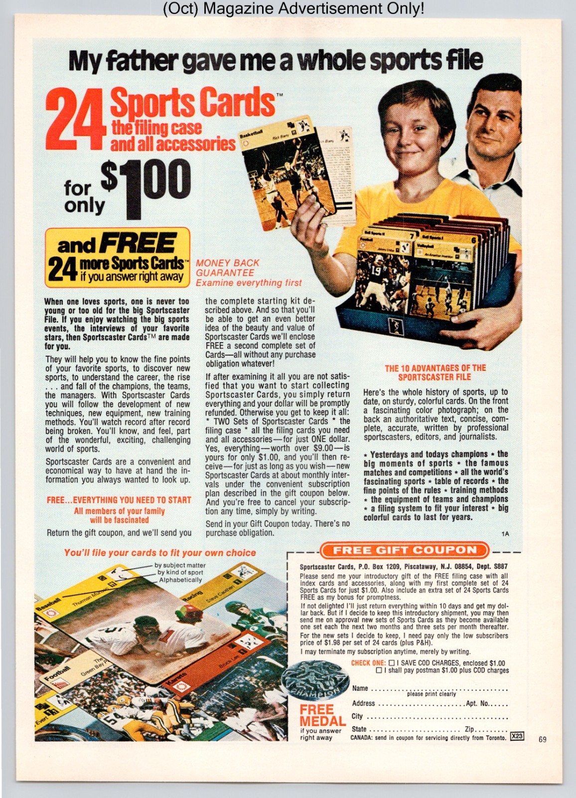 Sportscaster Cards File 24 Sports Card Set Promo Vintage 1978 Advertisement