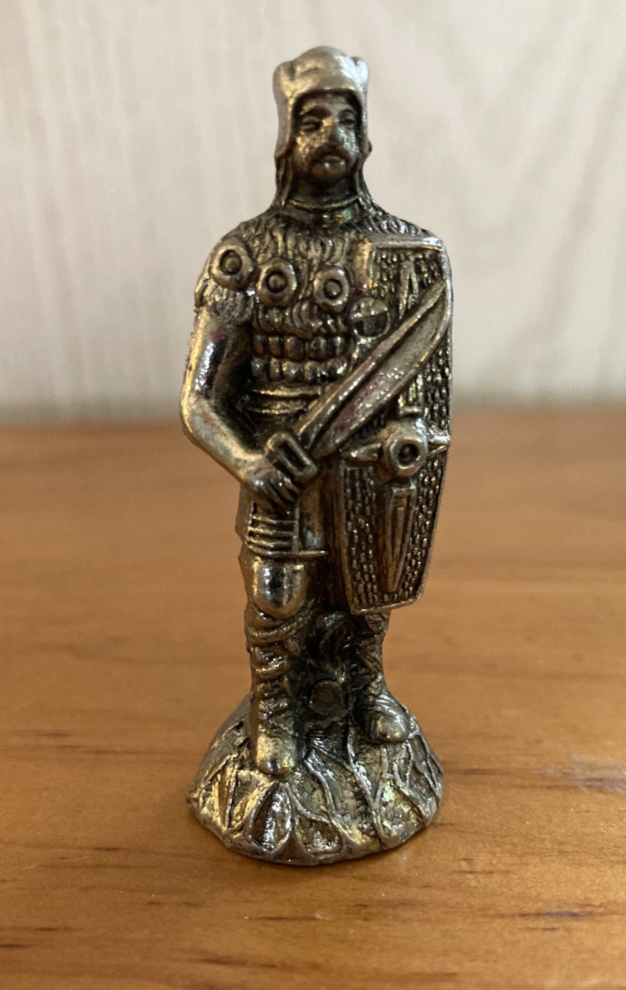 Vintage Miniature Pewter Medieval Knight in Armor Made in Italy Shield & Sword