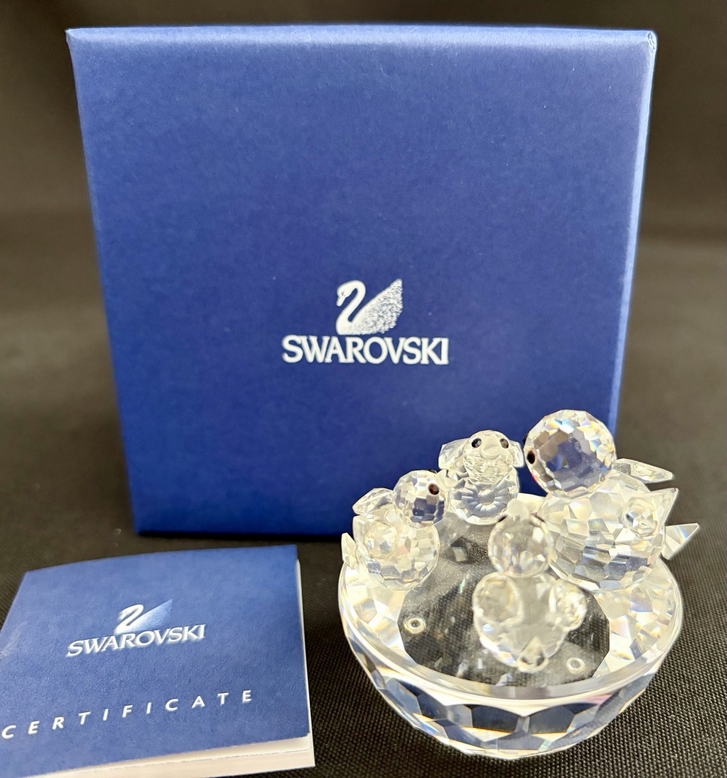 VINTAGE SWAROVSKI CRYSTAL BIRDS NEST FIGURINE As Is MAMA IS MISSING BEAK