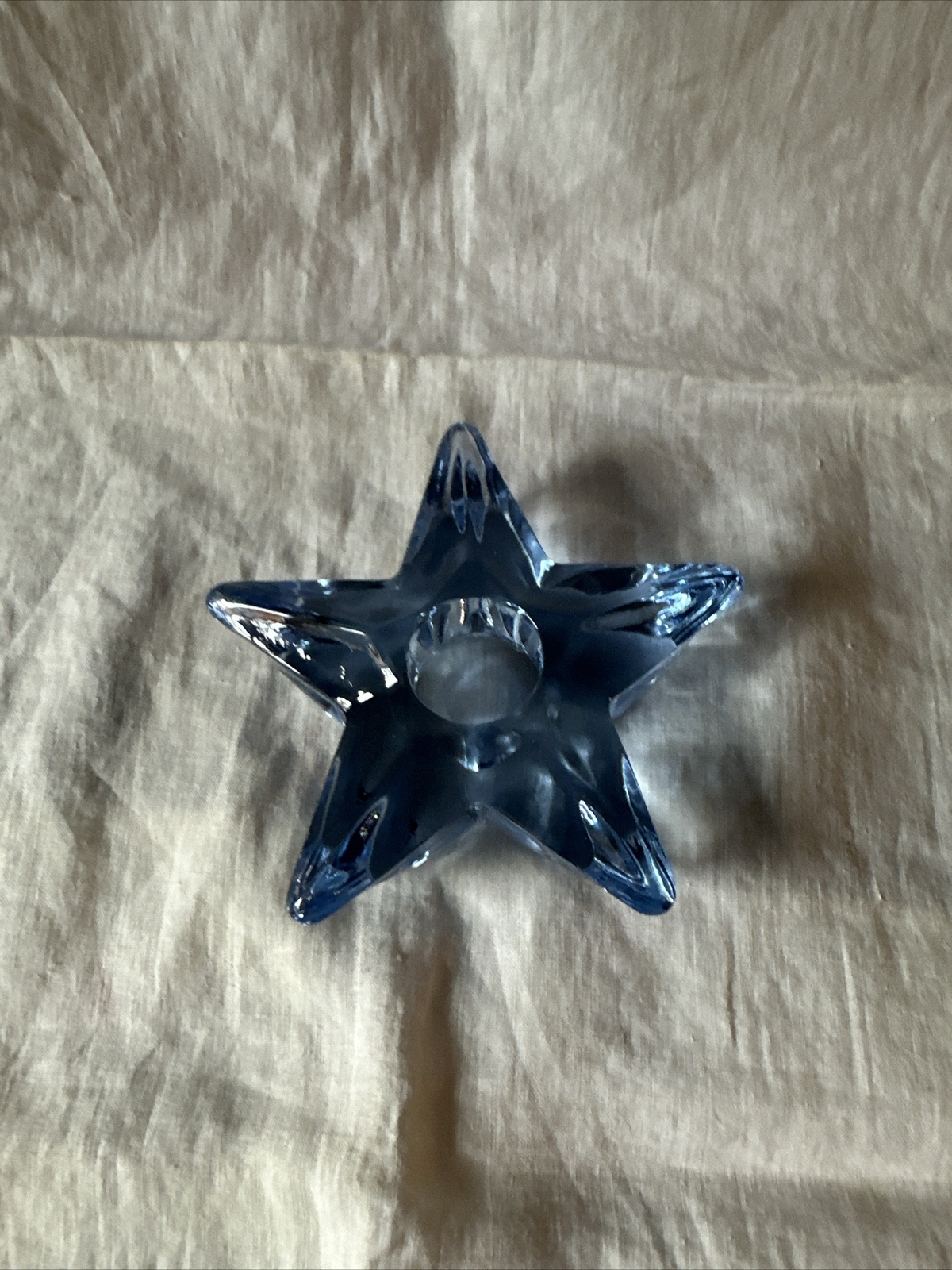 Cambridge Glass Blue Star Design Candleholder Medium