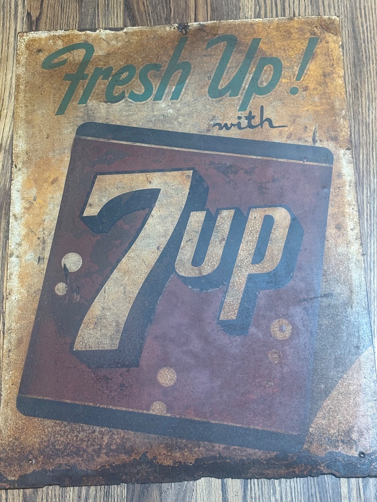 vINTAGE ADVERTISING METAL FRESHEN WITH 7 UP 28x20 vINTAGE ADVERTISING METAL FRESHEN WITH 7 UP 28x20