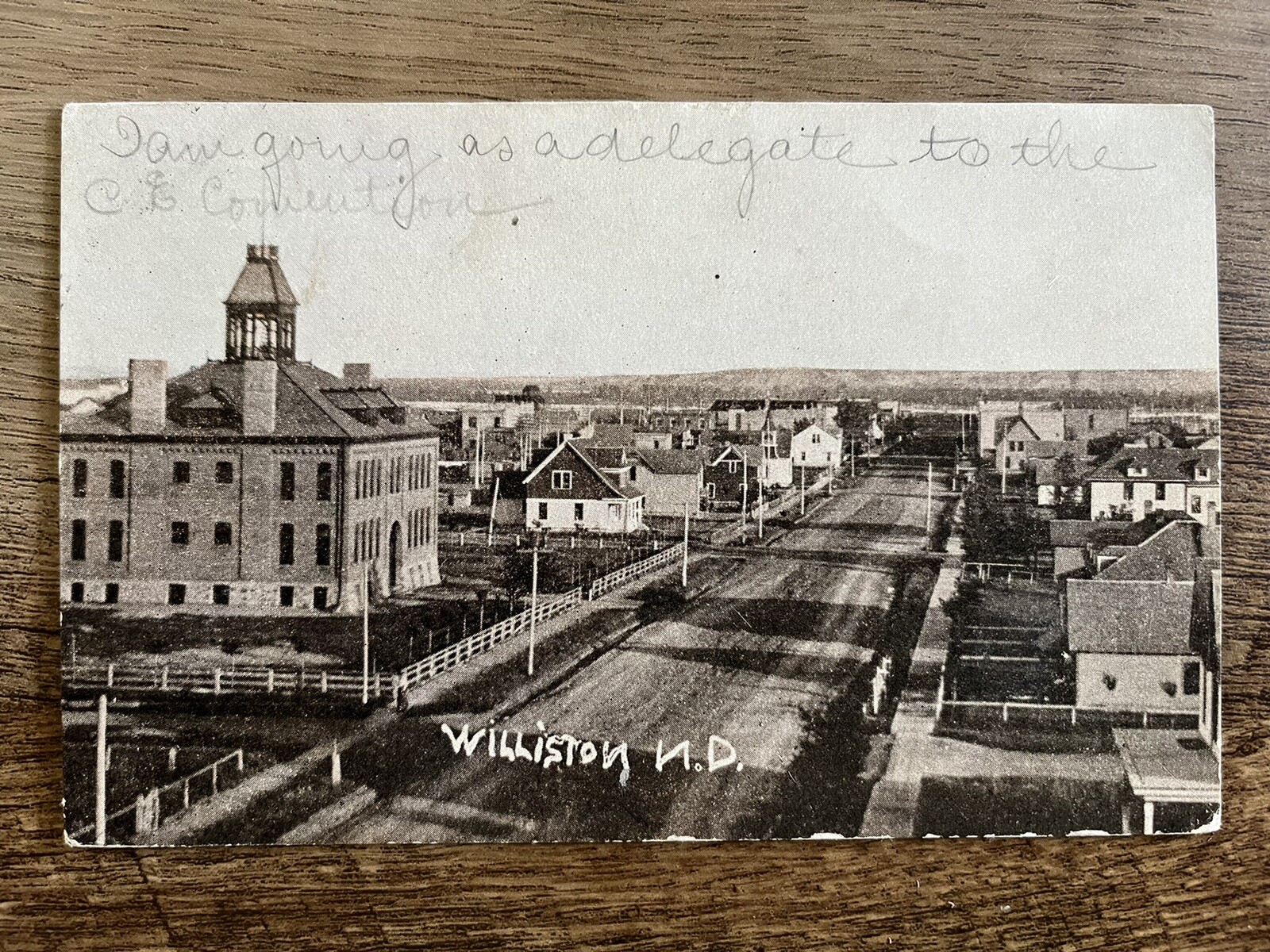 1909 Aerial View - Williston, ND - Posted Antique Postcard