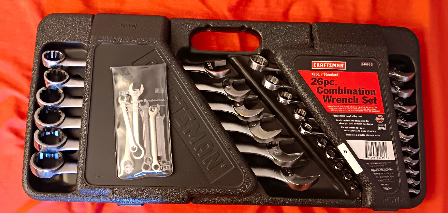 Craftsman USA 46935 26pc SAE Combination Wrench Set 1/4-1/1/8 *COMPLETE* *MINT*