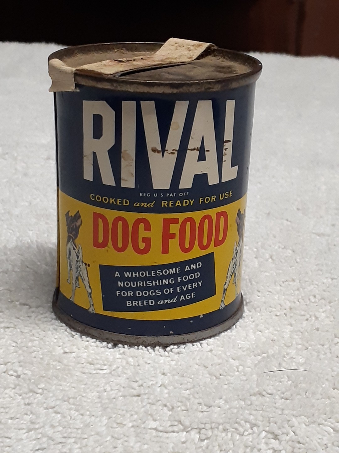 Vintage Rival Dog Food Metal Can 2.75\