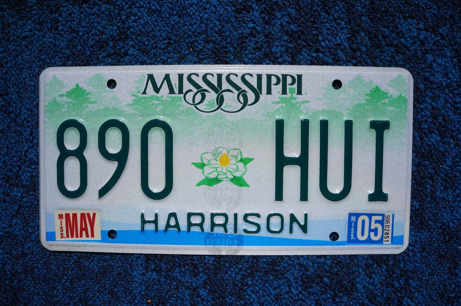 2005 MISSISSIPPI License Plate # 890 - HUI 2005 MISSISSIPPI License Plate # 890 - HUI