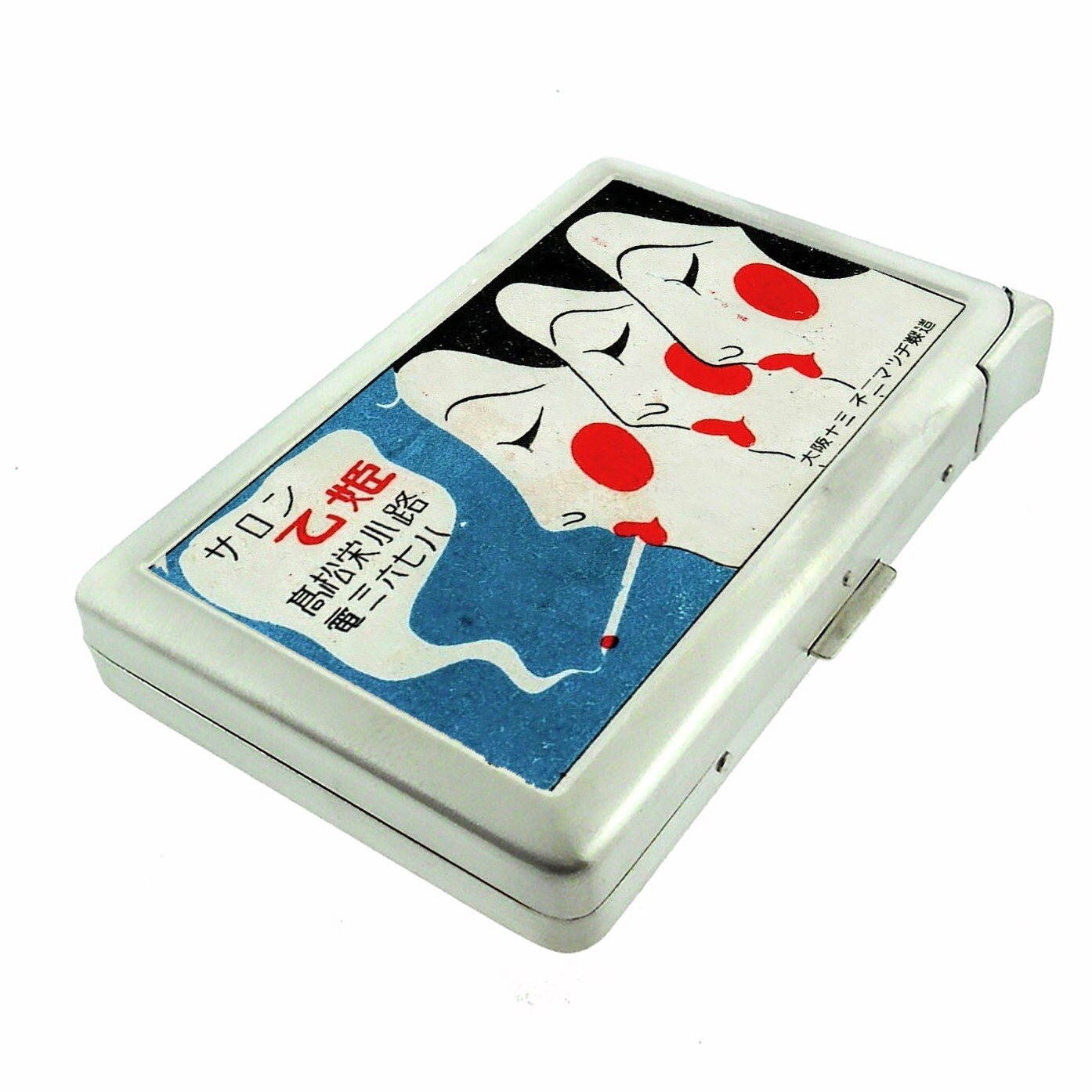 Vintage Illustration Cigarette Case w/lighter ID Holder Wallet