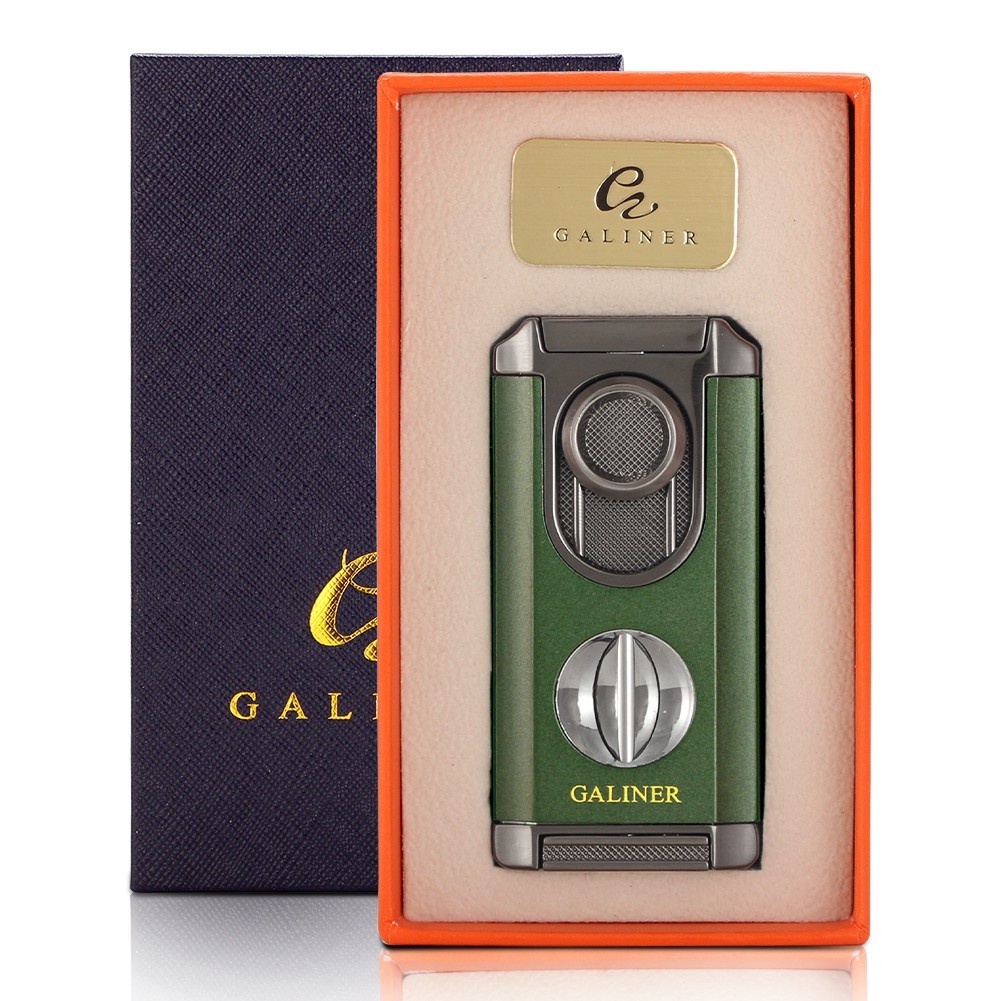 Galiner 3 Jet Torch Cigar Lighter With Sharp V-cut Cutter Windproof Gas Holder