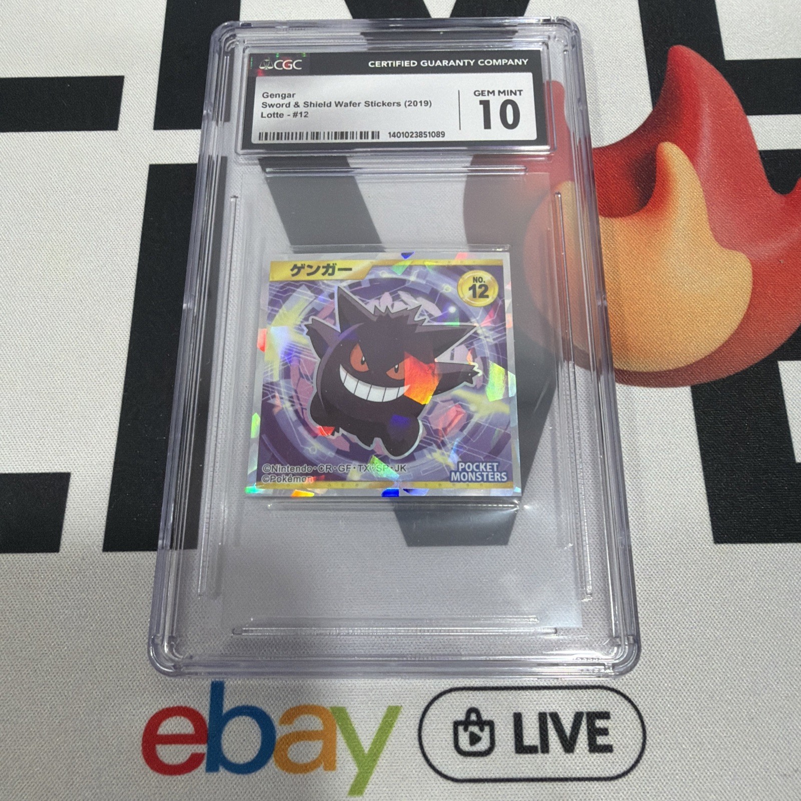 Pokemon Gengar No.12 Sticker Holo 2019 Lotte Japanese Nintendo Seal CGC 10