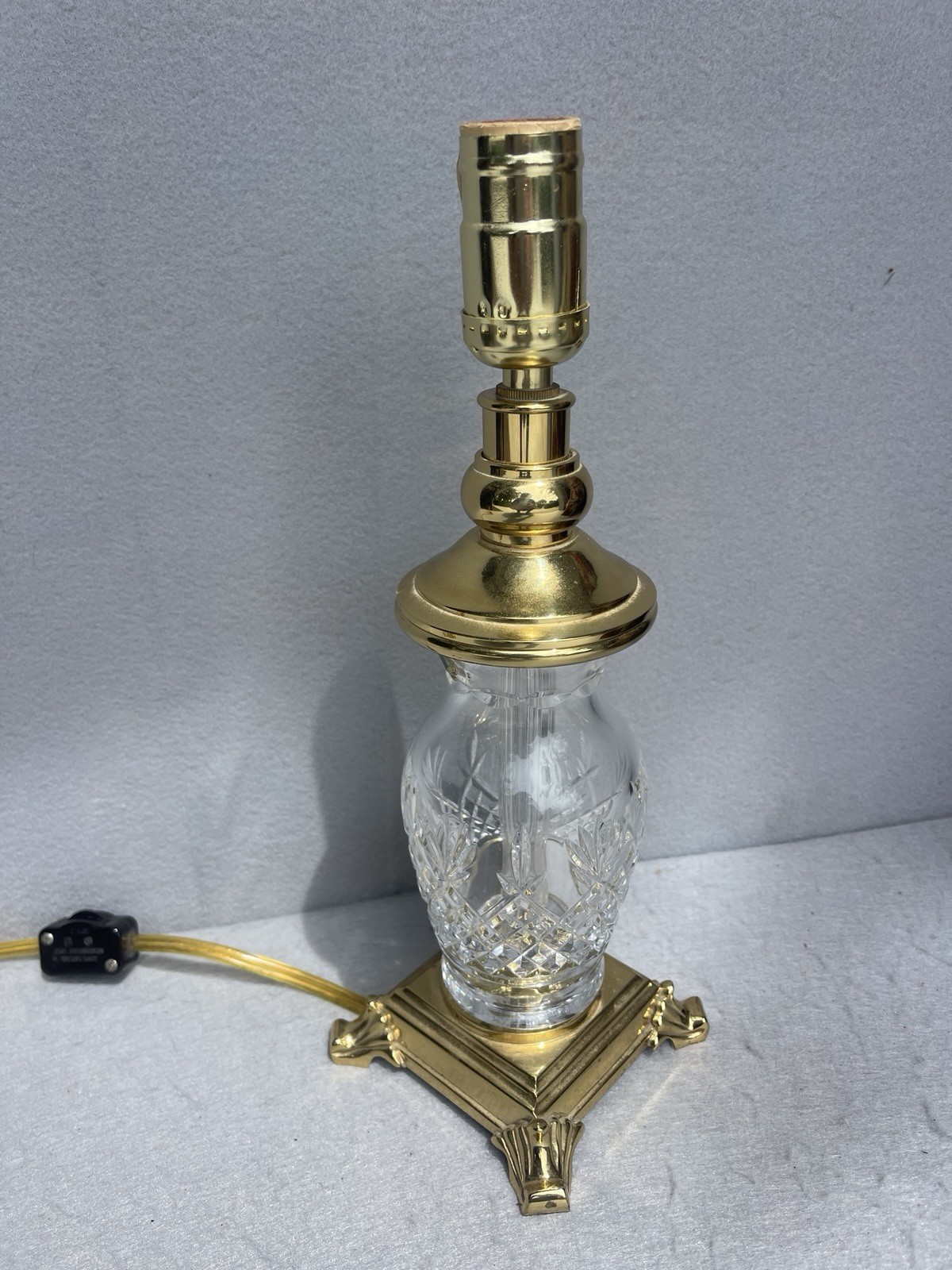 Waterford Crystal Table Lamp Brass Base Seahorse Sticker Vintage 12.5\