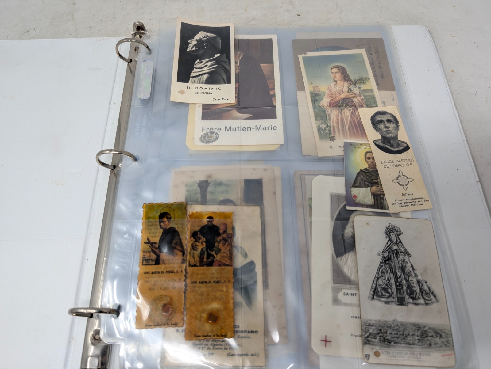 Vintage Catholic Holy Cards & Relics Collection Binder Saints Prayer Mass (107)