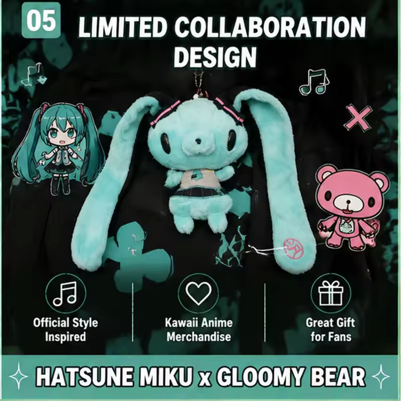 Gloomy Bear Hatsune Miku Collab Rabbit Plush Card Holder Kawaii Anime Bus Card