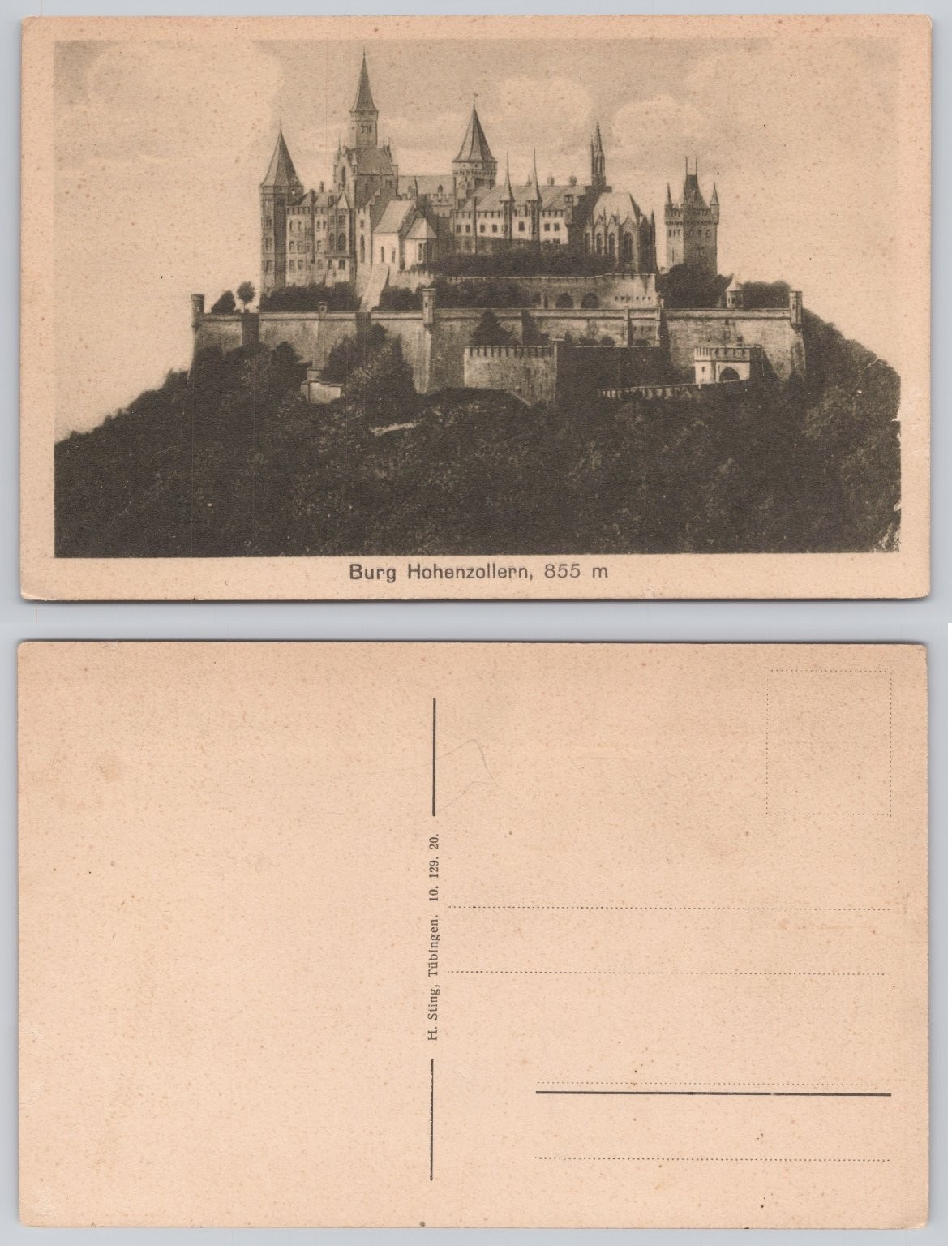 Burg Hohenzollern Castle Germany Vintage Postcard H. Sting Tübingen