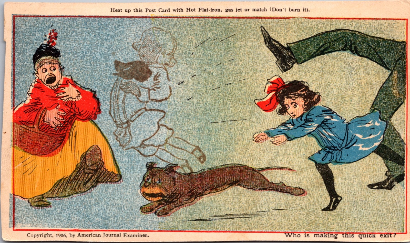 1906 Heat Sensitive Postcard Buster Brown Style Child Comic Novelty Card