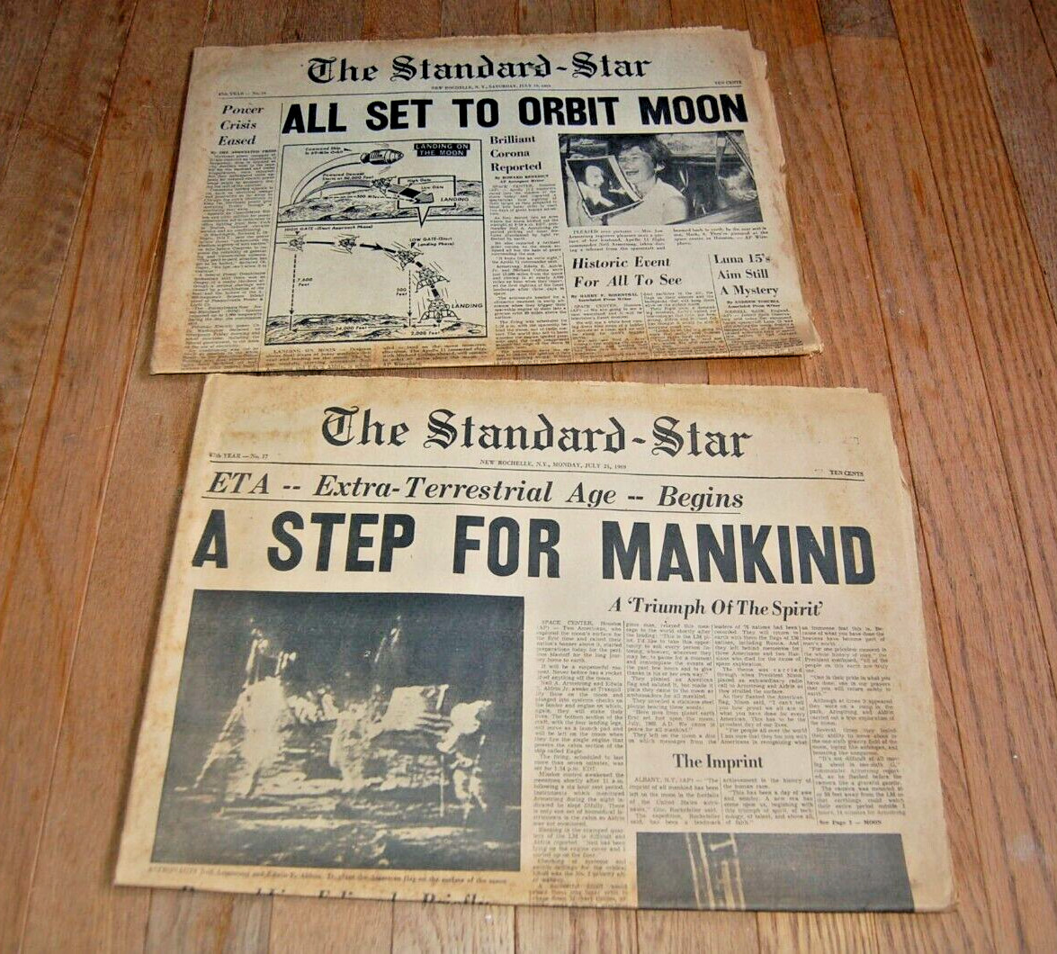 Vintage Newspaper July 19, 21 1969 Moon Landing The STANDARD STAR New Rochelle