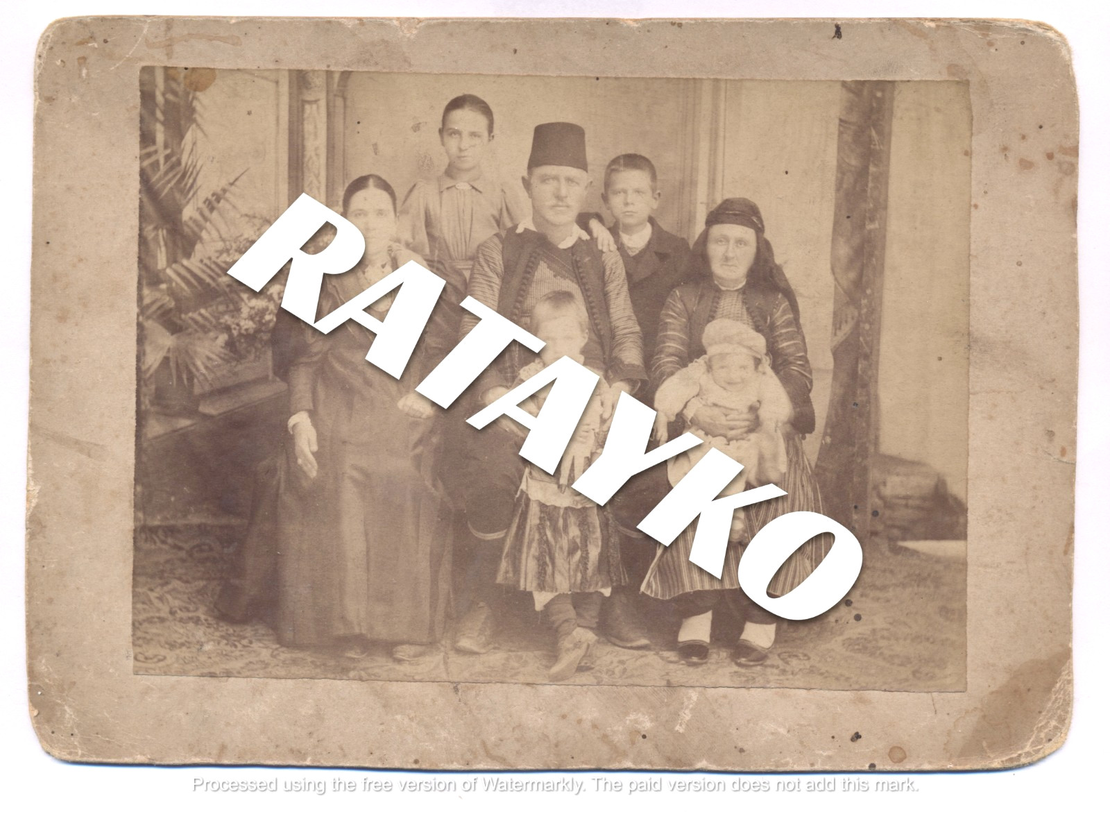 Family Photo. Ottoman Kosovo.  Ethnic Traditional Dress. Balkan. Serbia.