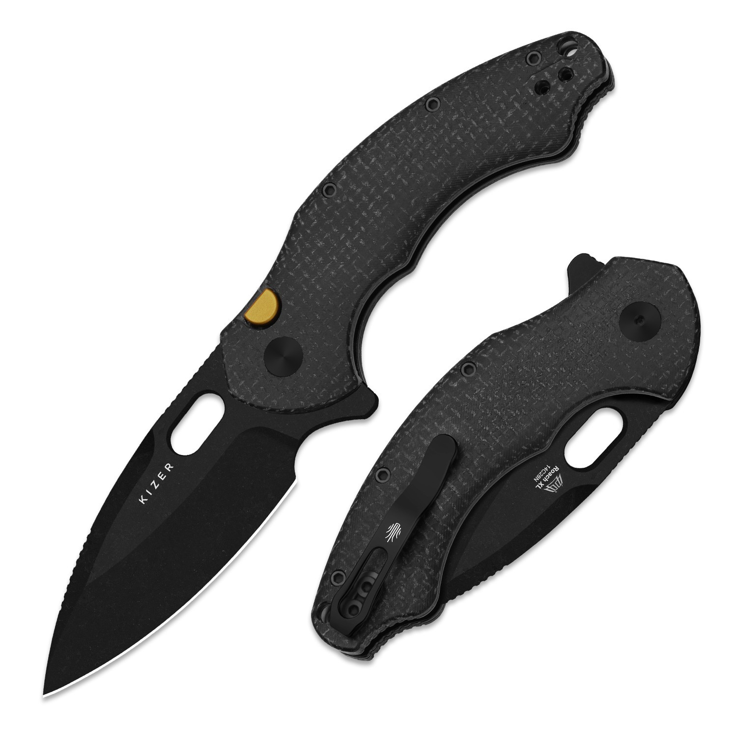 Kizer Roach XL Folding Pocket Knife 14C28N Blade Micarta Handle V4477BDA2