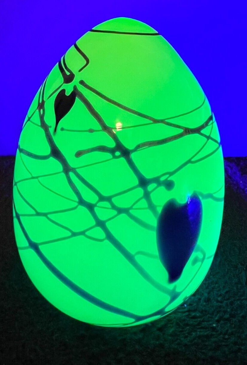 Fenton Fetty for McMillen Topaz Glass Hanging Heart Egg - Limited Ed (Glows)