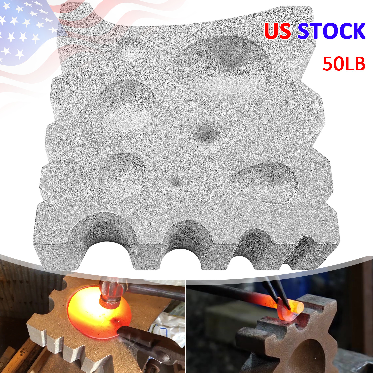50lb Blacksmith Swage Block Anvil Forge Bowl Ladle Spoon Making Solid Cast Iron