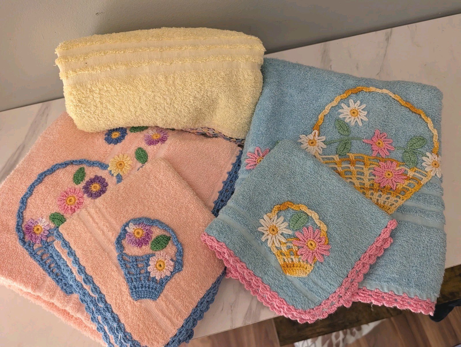 Vintage Cannon Bath Towel Sets Amish Crocheted