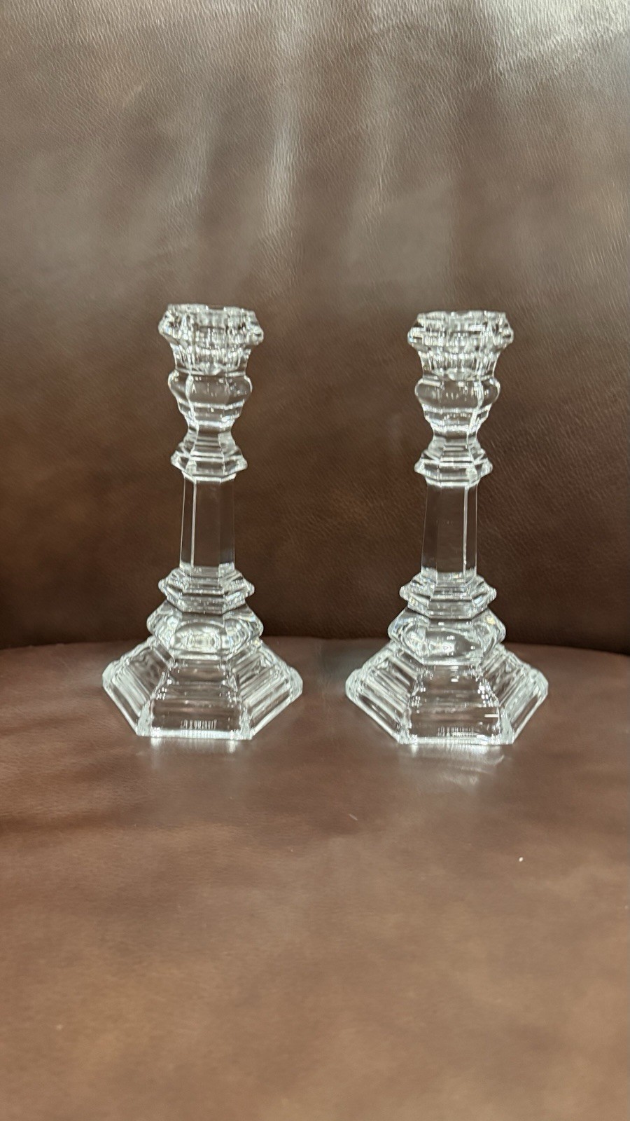 Vintage Tiffany & Co. Retired Hampton Crystal Candlestick Holders Set of 2