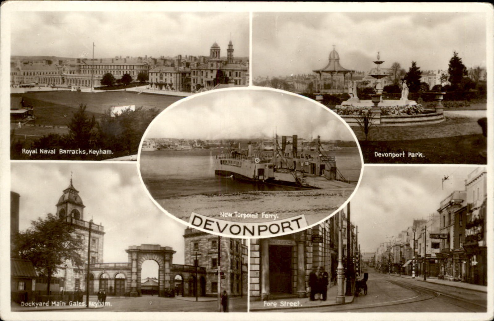 Devonport England Multi-View City Scenes c1900s-10s Real Photo Vintage Postcard