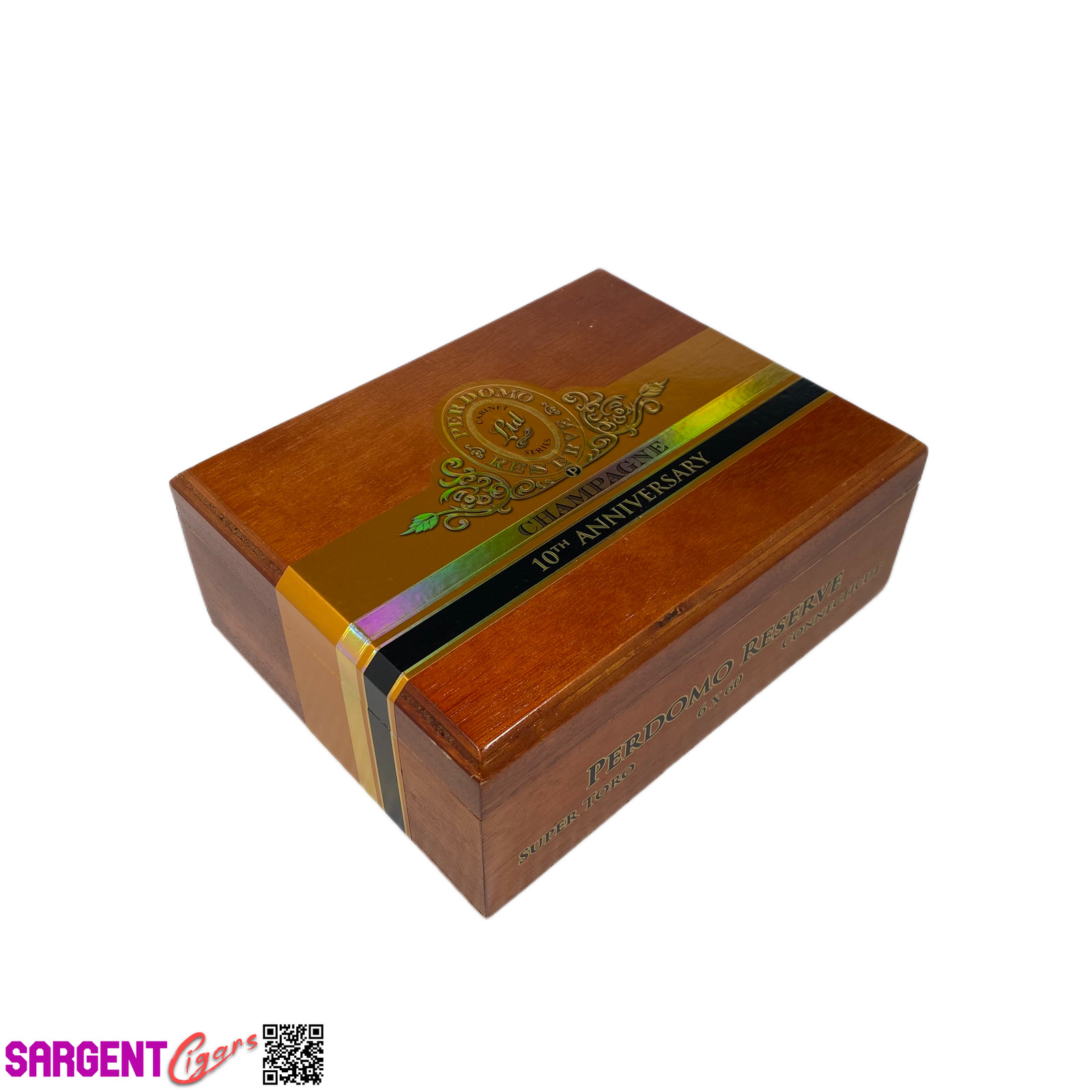 Perdomo 10th Anniversary Champagne Super Toro Empty Wooden Cigar Box 9x7.5x3.5