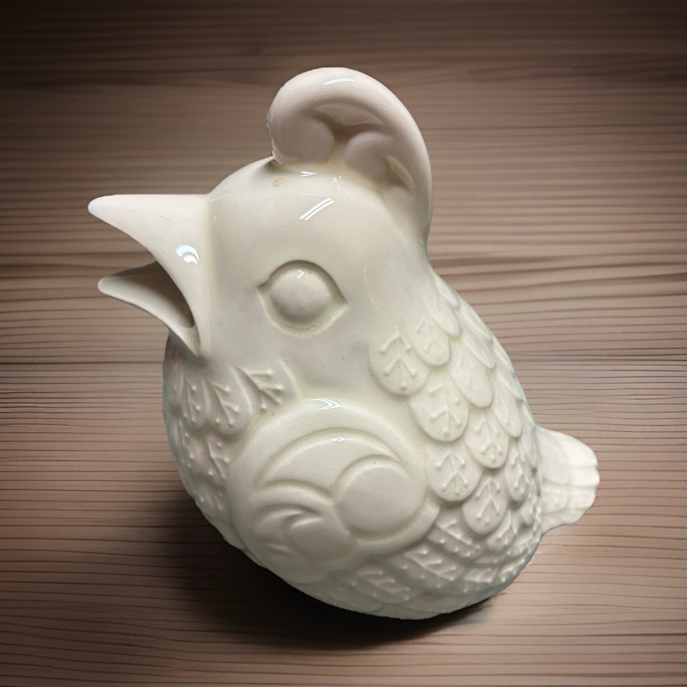 Glazed Ceramic glazed quail Figurine White Animal Decor Statue 5.5 in Unboxed