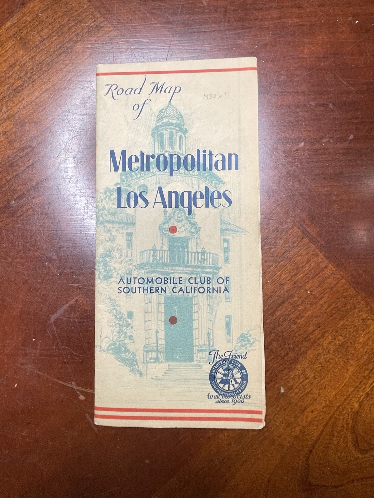 Automobile Club of Southern California ACSC Road Map Los Angeles Circa 1930's