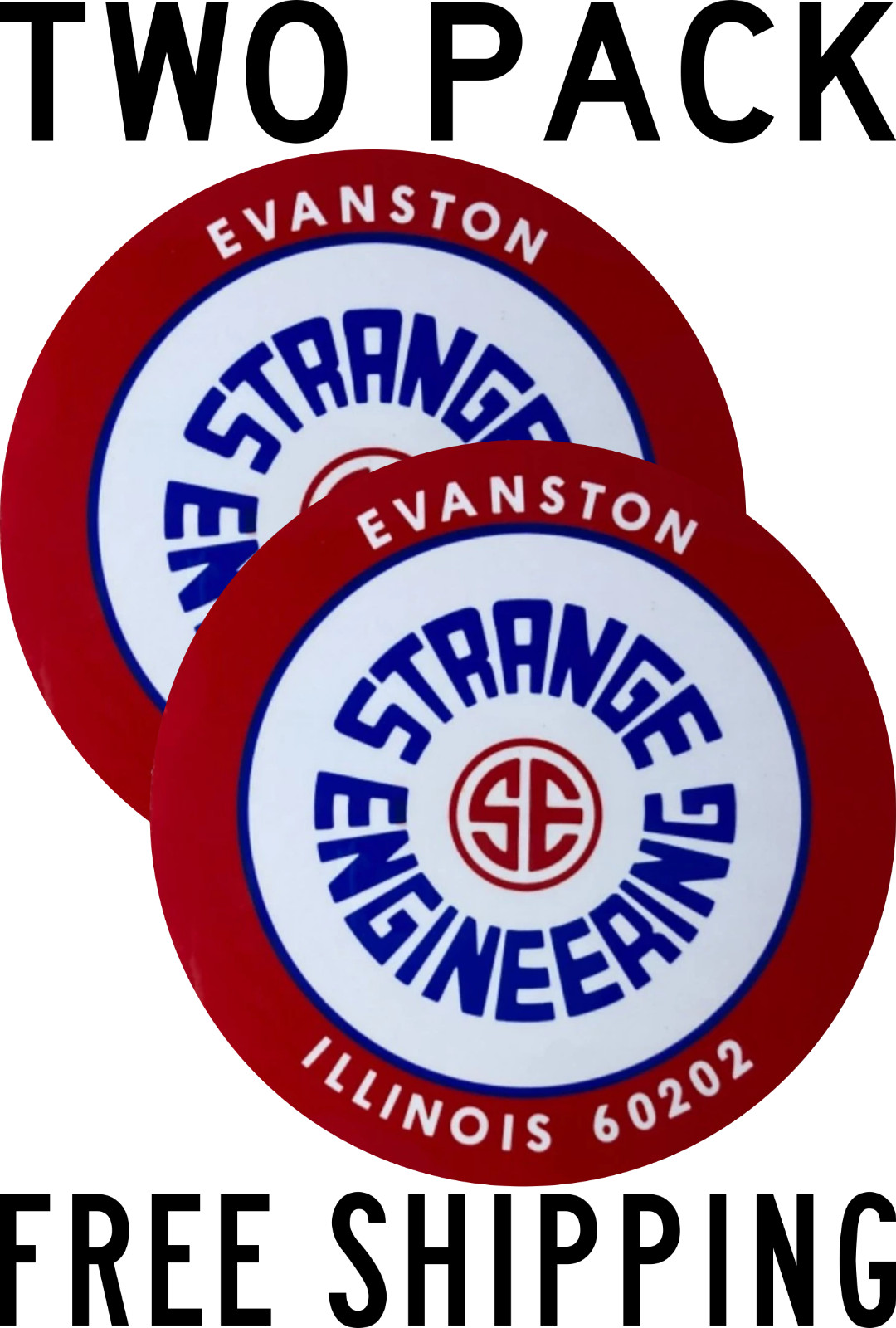 SET OF TWO VINTAGE 1960's STRANGE ENGINEERING FORD AXLE DECALS 2 1/4