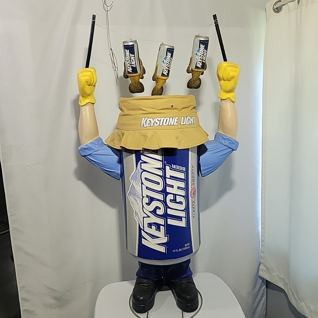 Keystone Light Beer Can Guy Display Advertising Ultra Rare Fishing Man Cave