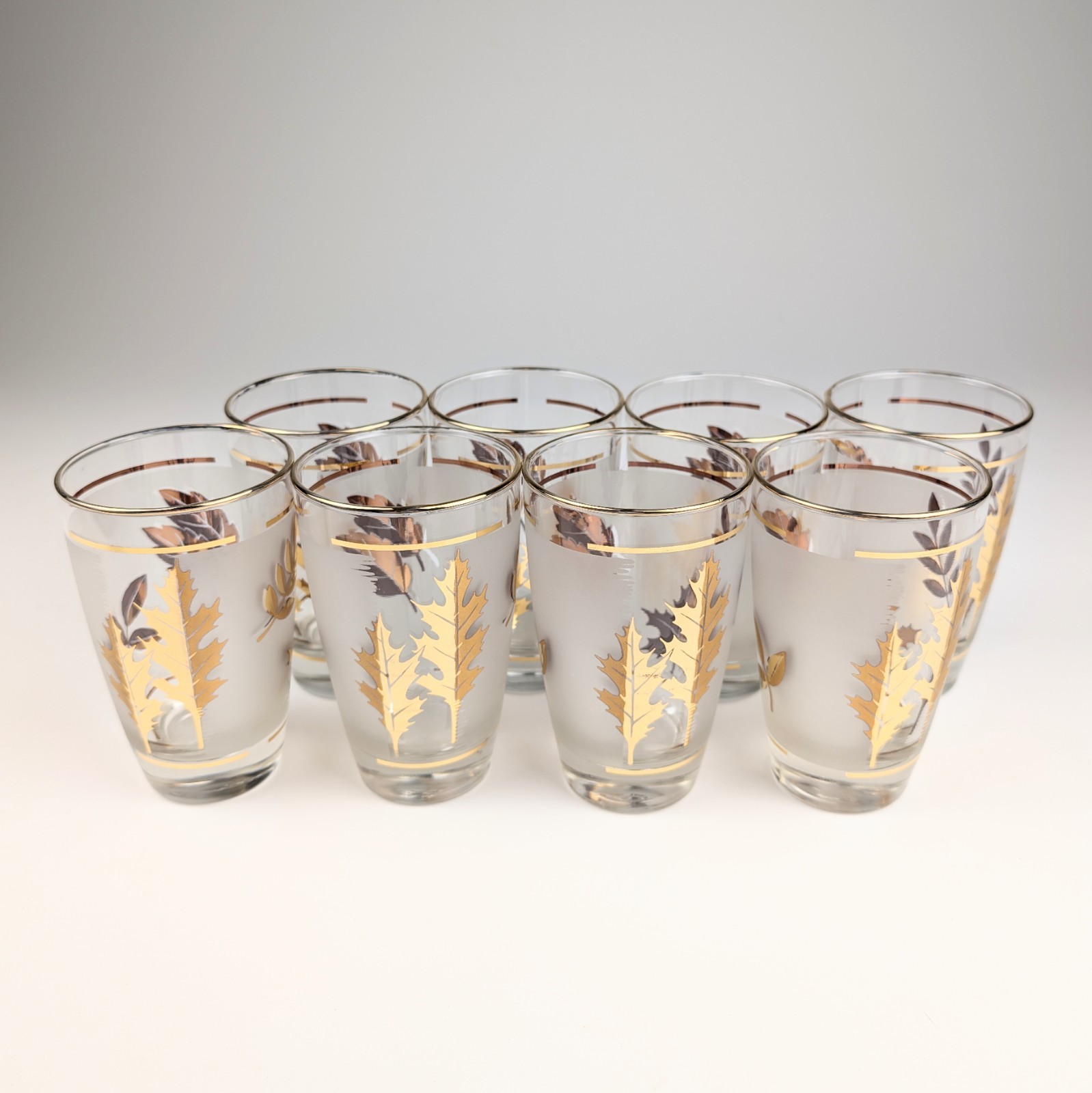 LIBBEY 8 Golden Foliage Hostess 10 Oz Beverage Glasses 22K Gold Original Box LIBBEY 8 Golden Foliage Hostess 10 Oz Beverage Glasses 22K Gold Original Box