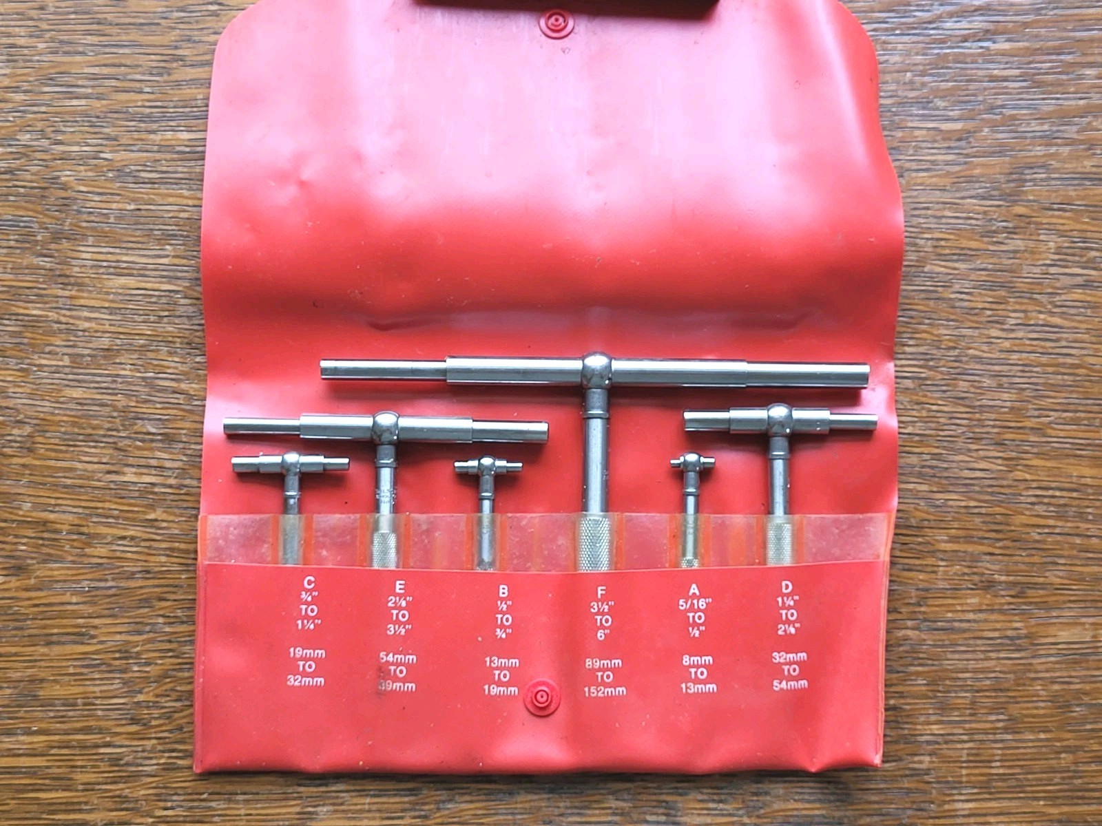 Starrett No. S579H Set of (6) Telescoping Gages w/Pouch (A-F) Machinist Tools 