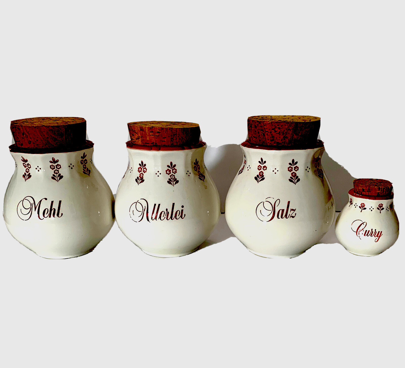 VTG Schramberg Pottery Canisters German: Flour, Salt, Curry, Other - SEE Read