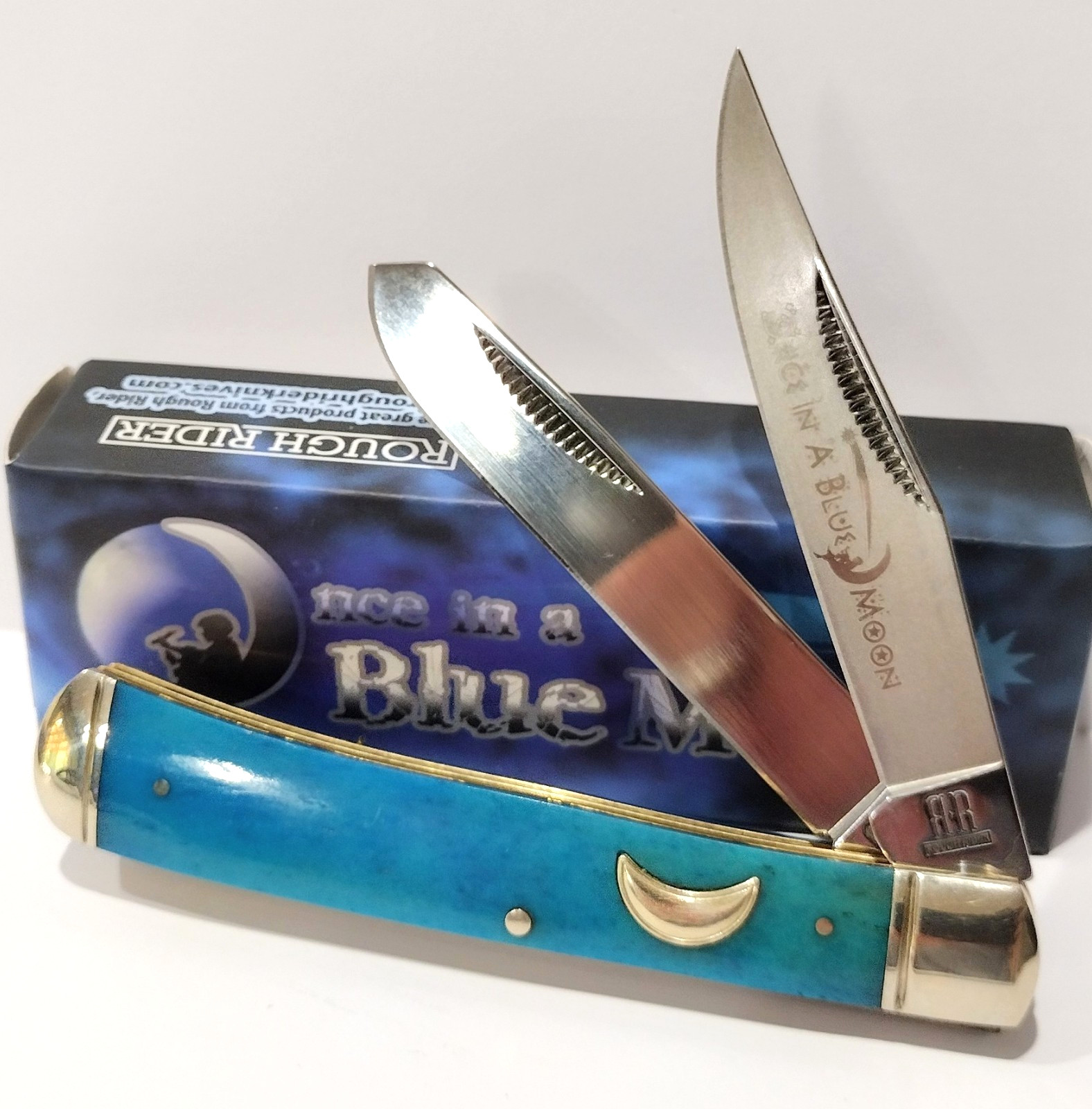 Rough Rider Caribbean Once In A Blue Moon 2 Blade Trapper Pocket Knife RR1194 Rough Rider Caribbean Once In A Blue Moon 2 Blade Trapper Pocket Knife RR1194