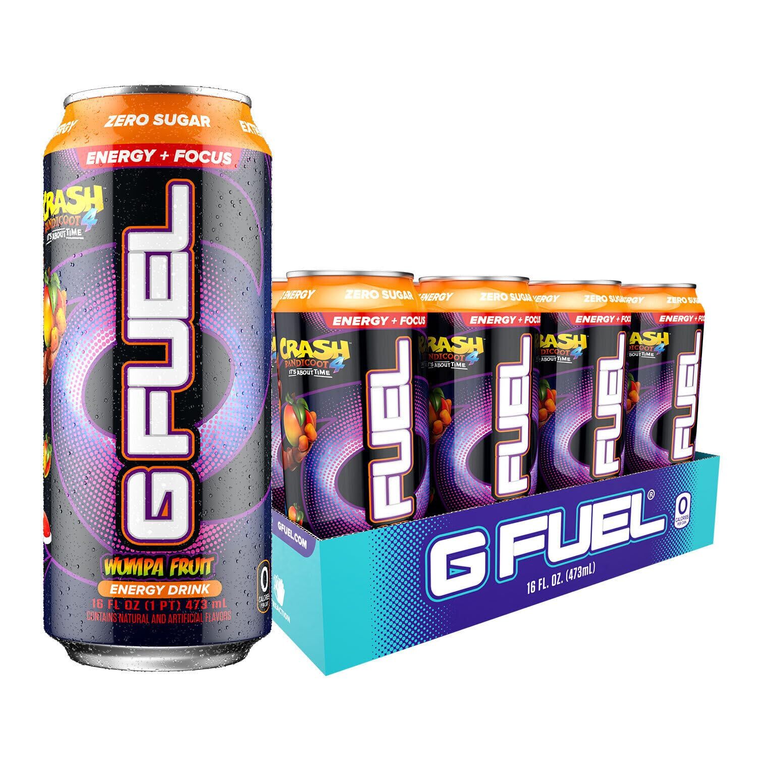 G Fuel Wumpa Fruit Energy Drink 16 Fl Oz Pack of 12 Zero Sugar Antioxidants