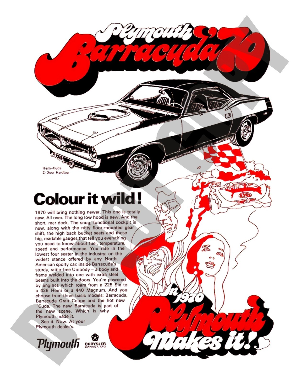 1970 Chrysler Plymouth Barracuda Magazine Press Promo Ad 8x10 Photo