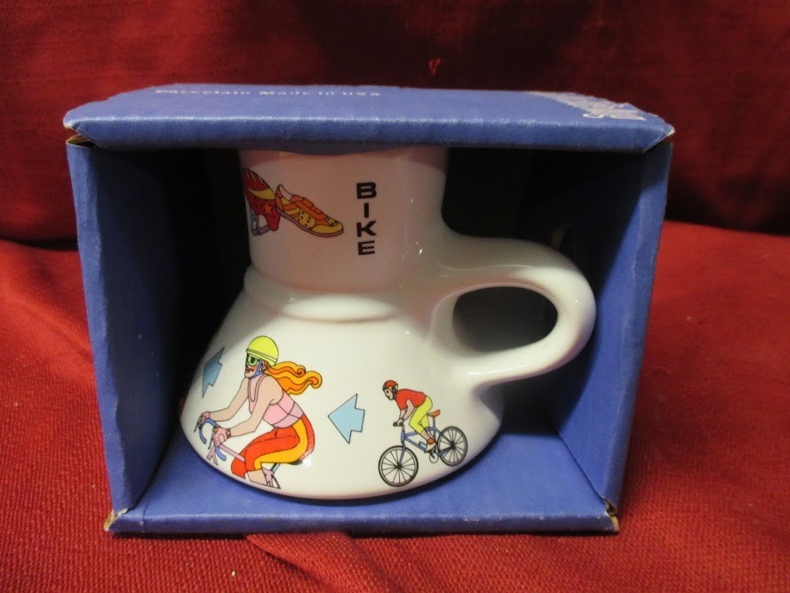 Vintage Feltman Langer Bike Cycling No Spill Coffee Cup Mug Porcelain