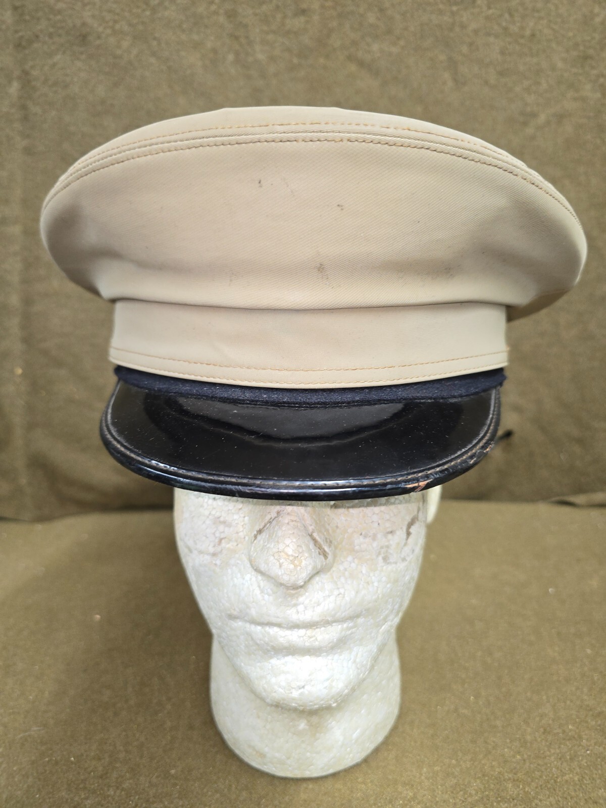 WWII USNR Officer Visored Cap By Bancroft Named to Warren Kendall Morgens.