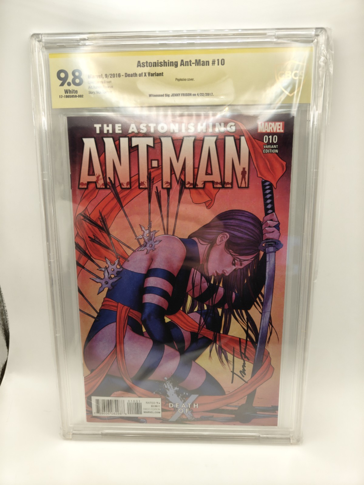 Astonishing Ant-Man #10 CBCS 9.8 Signed Frison Death of X Psylocke Variant X-Men