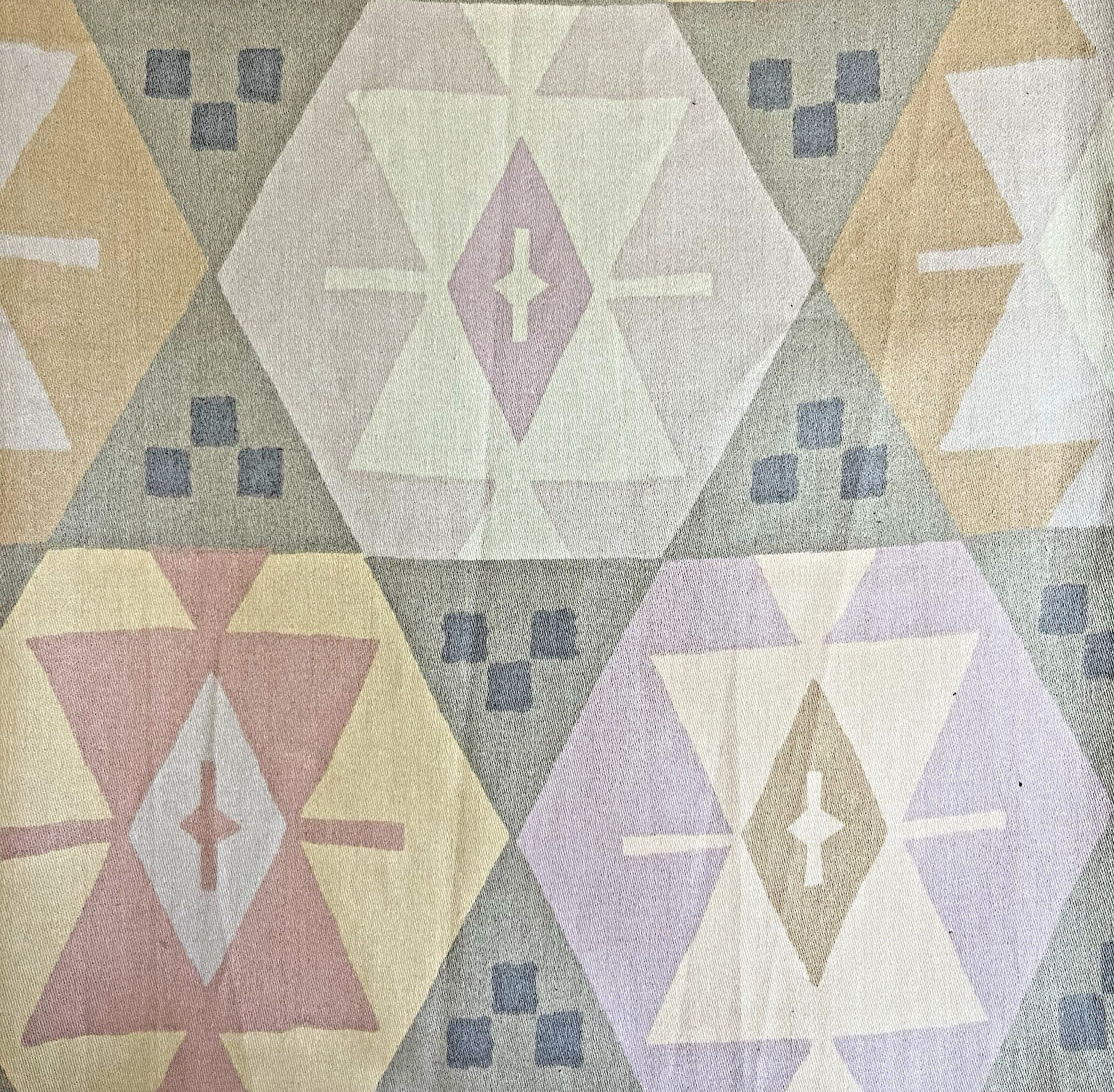 Vintage 80s Bloomcraft Cotton Fabric Interior Pastel Print  2 Yards 54 x 74