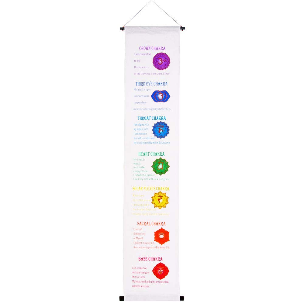 Kheops International Banner Chakras White 12 X 60 Inch Standard Functional