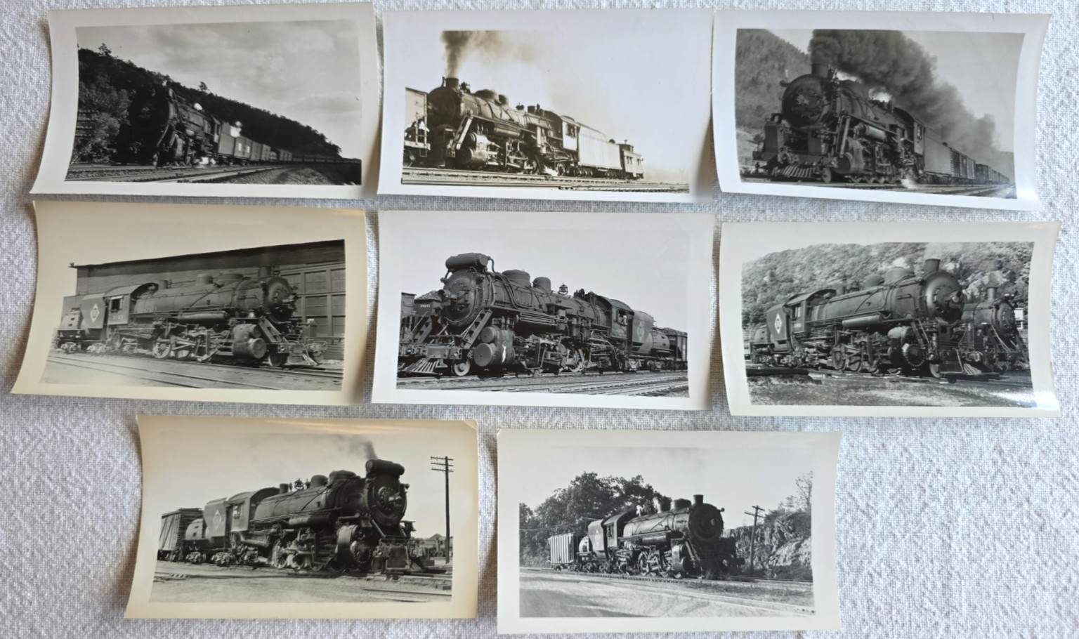 C. 1940s 2-8-2 Steam Locomotive Erie Railroad Lot Of 7  Snapshot Photos
