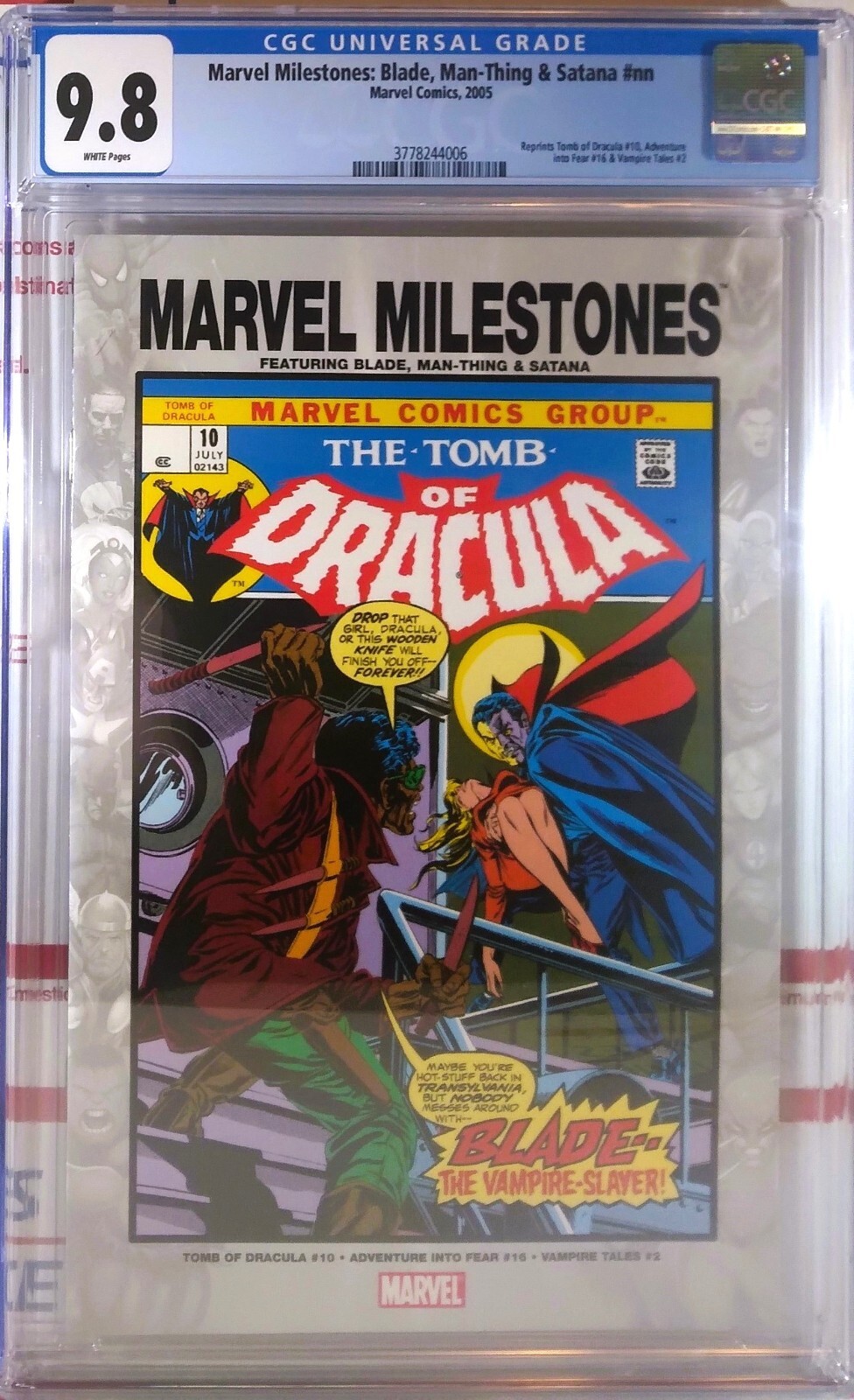 💀🩸 CGC 9.8 MARVEL MILESTONES BLADE MAN-THING & SATANA Tomb of Dracula #10 Fear