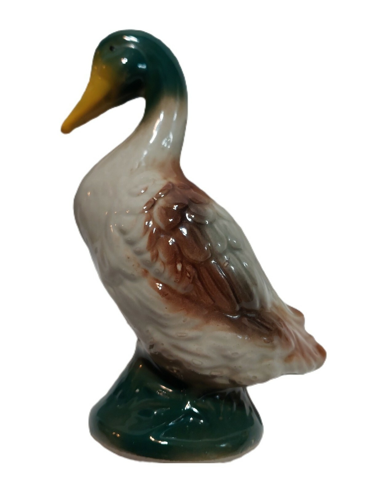 Porcelain Mallard Duck Figurine Green Yellow Brown 5 1/2\