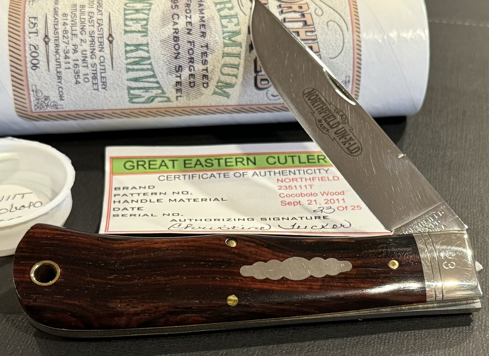 🔥RARE GEC 23 GREAT EASTERN CUTLERY COCOBOLO WOOD TRAPPER POCKET KNIFE 23/25