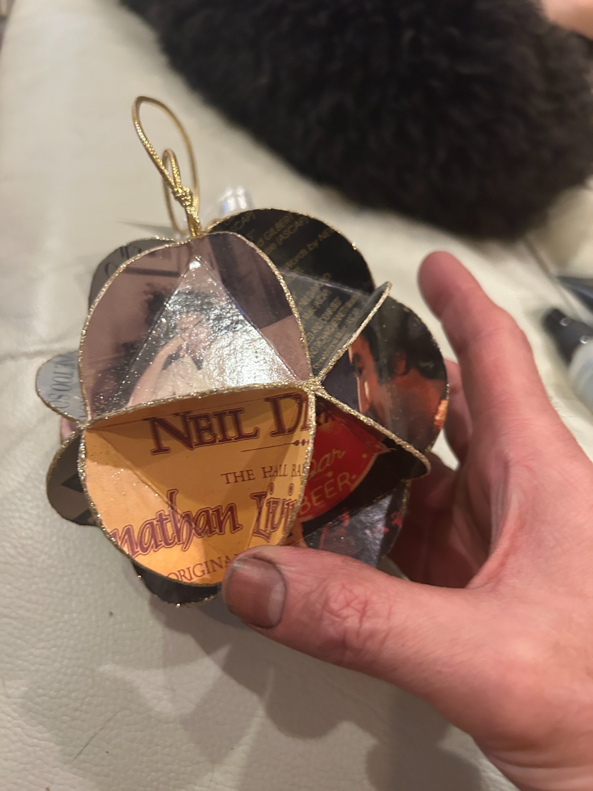 Neil Diamond themed ornament. Rare. handmade. never used.