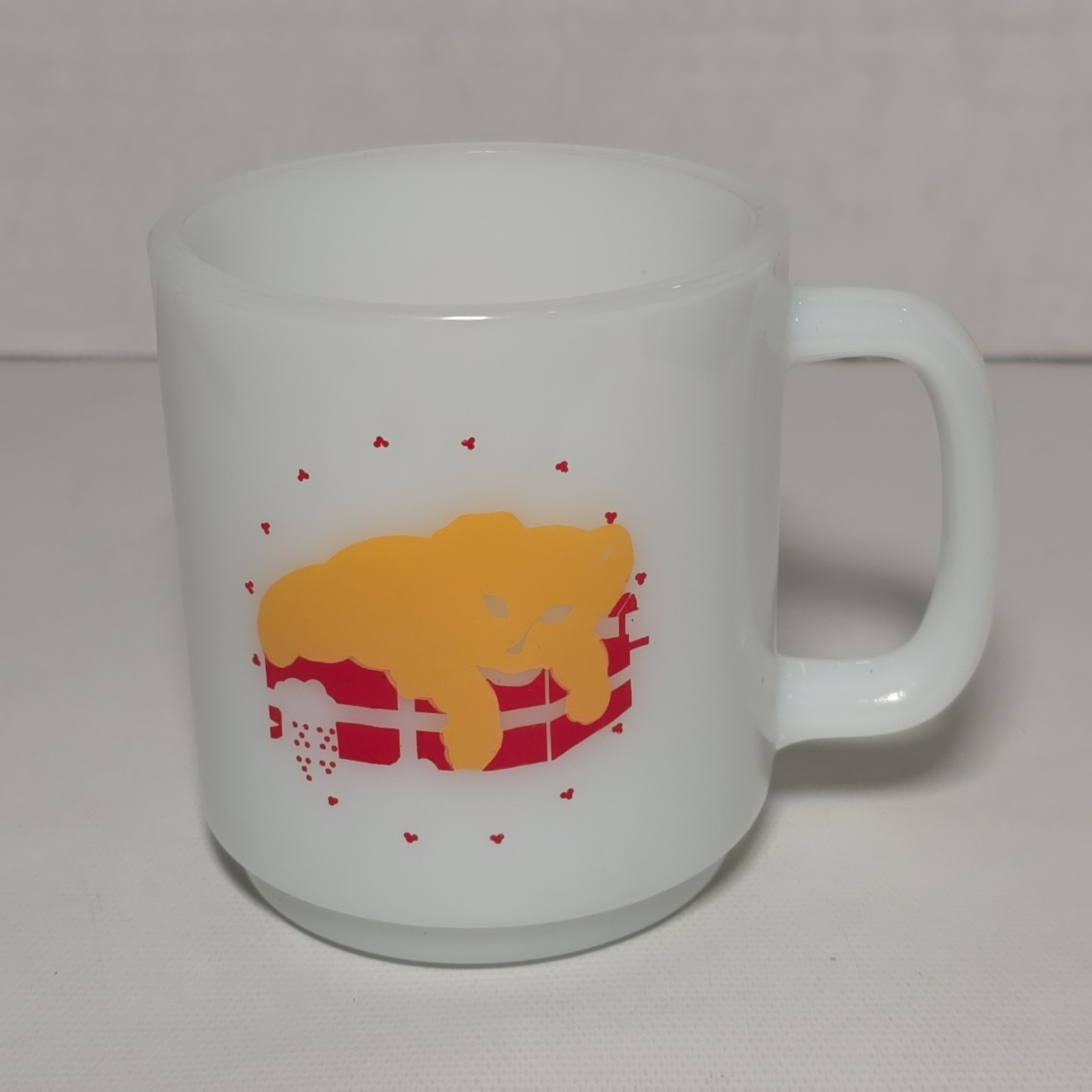 1970s Glasbake Kitten Cat Laying Down Coffee Mug Cup Milk Glass