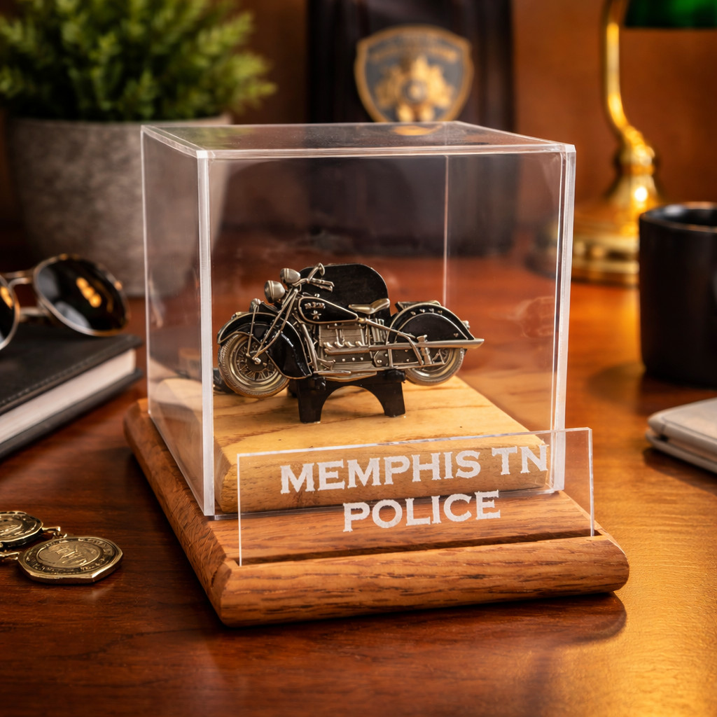 Memphis TN Police Motorcycle acrylic desk Display Case (coin included) 50
