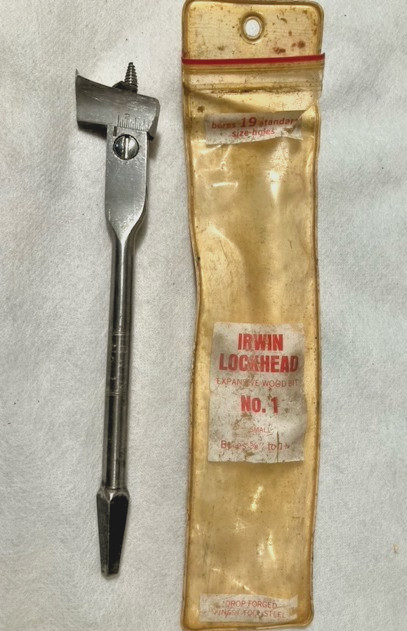 Vintage IRWIN Lockhead EXPANSIVE Drill AUGER Wood BIT Hand Brace NO. 1 Expansion