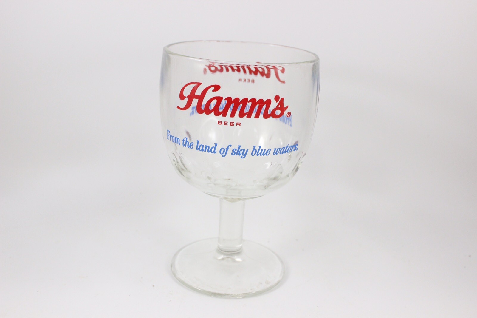 Vintage HAMM’S BEER Stemmed Glass Thumbprint Design